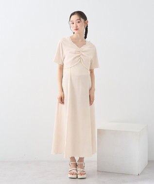 earth music&ecology ＳＥＴ２点ギャザーカットカーデ＋キャミワンピース Ivory