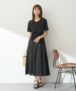 earth music&ecology ＳＥＴ２点ギャザーカットカーデ＋キャミワンピース Black