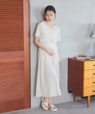 earth music&ecology ＳＥＴ２点ギャザーカットカーデ＋キャミワンピース Ivory