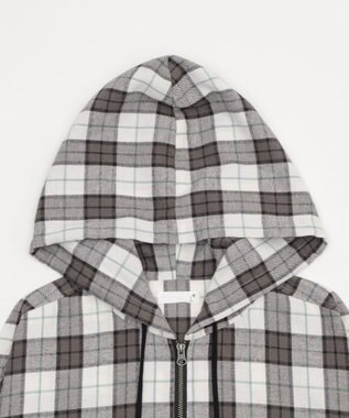 WEGO 【ユニセックス着用ITEM/MLサイズ展開】チェックグラフィックZIPパーカー（LS） ホワイトチェック1