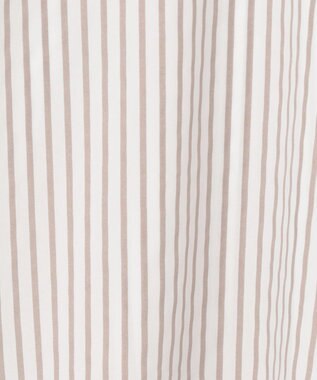 ANY 【新色追加】スキッパーネック袖タックブラウス ベージュストライプ