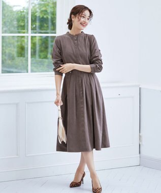 Tiaclasse 【新色追加・洗える】ピーチスキンバンドカラーワンピース モカ