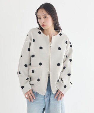 earth music&ecology 【予約】ダブルジップドットカーディガン ドット
