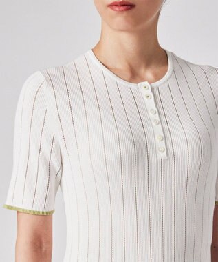 Paul Smith 【洗える】リブアイレット 半袖ニット オフホワイト