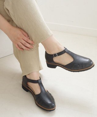 Pointer 本革 通気性Tストラップパンプス