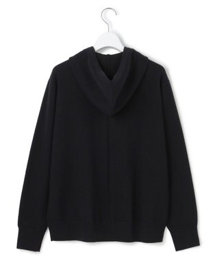 ICB L 【洗える】ソフトカシミヤミックス ジップアップ ニットパーカー ブラック系