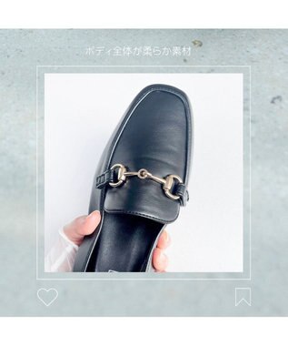 MODE ET JACOMO <noyau>スクエアトゥビット付きヒールローファー ブラック