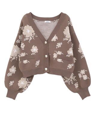 earth music&ecology SET2点フラワージャガードカーデ+ビスチェ Brown