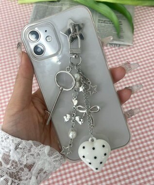 WEGO ドットハートキーホルダー ホワイト