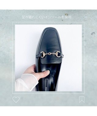 MODE ET JACOMO <noyau>スクエアトゥビット付きヒールローファー ブラック