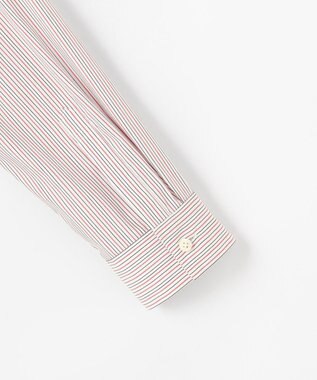 J.PRESS LADIES BEZ ドビーストライプ シャツカラー ブラウス ホワイト×ピンク×スレート系