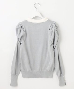 Feroux 配色襟パワショル ニット ライトグリーン系