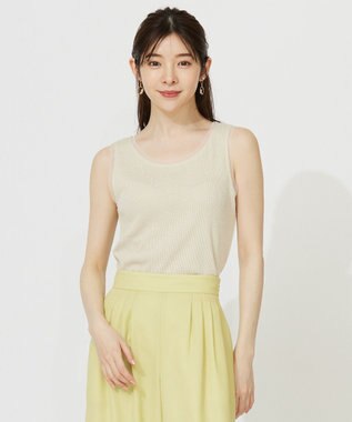 【洗える】チュールコンビラメ タンクトップ