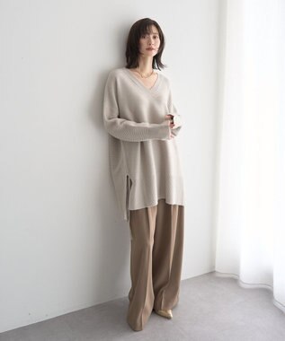 YECCA VECCA 金釦ワイドパンツ Beige