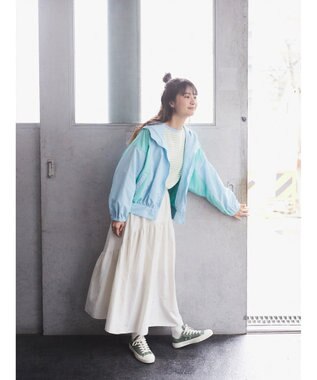 earth music&ecology コクーンギャザー切替ブルゾン Sax