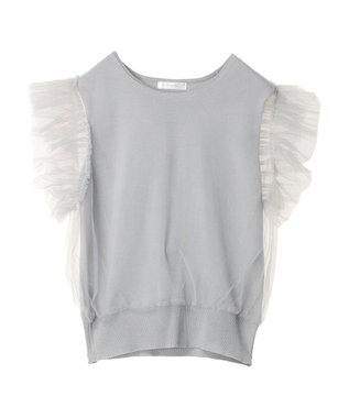 Green Parks ・swing by チュールレイヤーノースリーブニット Gray