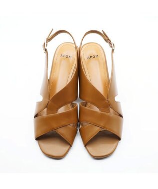 APOM モールドウエッジアシンメトリースリングバックサンダル45 ブラウン