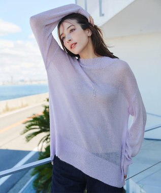Tiaclasse 【洗える】シアープルオーバーニット ラベンダー