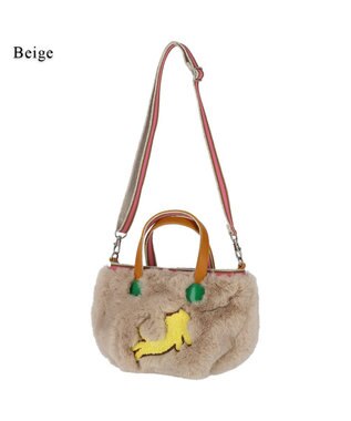 tsumori chisato CARRY キラネコファー ショルダーバッグ 手提げ 2way ベージュ