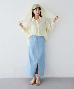 CRAFT STANDARD BOUTIQUE 【2点SET】スカーフ付きシアーストライプシャツ Stripe Yellow