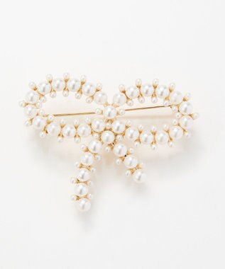 Phoebe グレインパールリボンブローチ ホワイト