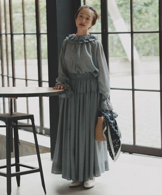 #Newans 【前後着用可能】【高山都さんコラボ】ビッグカラー２WAYブラウス グレー