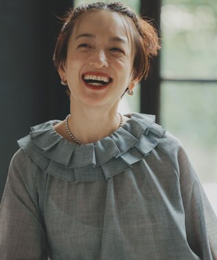 #Newans 【前後着用可能】【高山都さんコラボ】ビッグカラー２WAYブラウス グレー