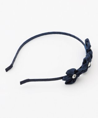 ANY KIDS シフォンお花 × ジュエル キッズ カチューシャ ネイビー