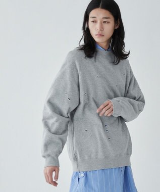 WEGO ダメージプルオーバースウェット 杢グレー