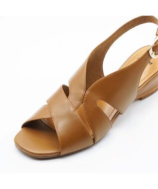 APOM モールドウエッジアシンメトリースリングバックサンダル45 ブラウン