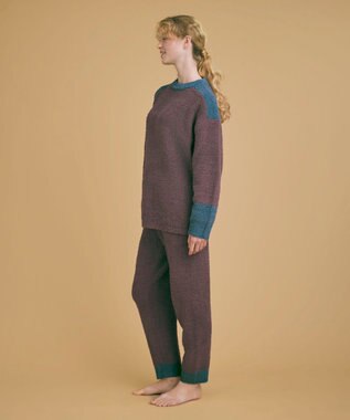 une nana cool カラーブロッキング　プルオーバー＆ロングパンツセット ブラウン