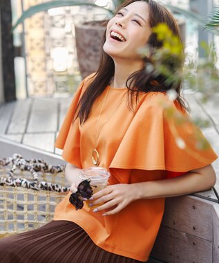 ANY SIS 【シルクタッチさら魅せTシャツ】袖フレア プルオーバー