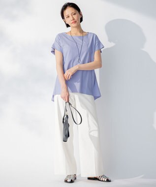 自由区 【WEB限定】【UVケア・吸汗速乾・洗える・XSサイズあり】ファンクショナルツイストジャージー カットソー ダルブルー系