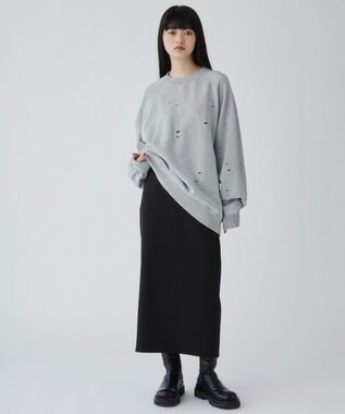WEGO ダメージプルオーバースウェット 杢グレー
