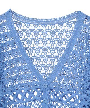 earth music&ecology クロシェ風Ｖネックカーディガン Blue