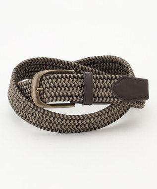 JOSEPH ABBOUD  【イタリア素材・ストレッチ・日本製】 ストレッチレザーミックス ベルト ダークブラウン系