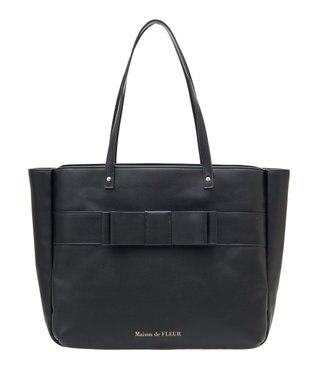 Maison de FLEUR フロントリボン3ルームトートバッグ Black