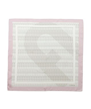 MOONBAT FURLA モノグラム柄シルク100%スカーフ 65×65cm ピンク