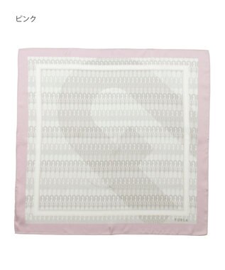 MOONBAT FURLA モノグラム柄シルク100%スカーフ 65×65cm ピンク