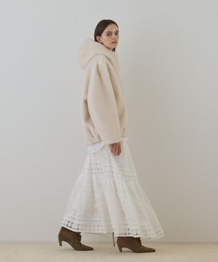 GRACE CONTINENTAL フェイクミンクフードジャケット キナリ