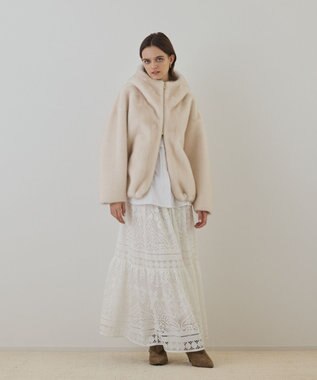 GRACE CONTINENTAL フェイクミンクフードジャケット キナリ