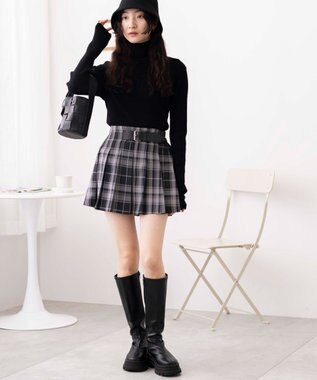 WEGO 【SCHOOL ITEM】バックル付プリーツスカパン ブラックチェック1