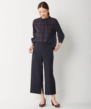 J.PRESS LADIES 【洗える】リラクシオンツイル パンツ ネイビー系