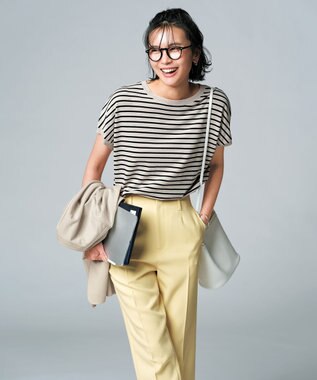 UNFILO スゴ機能 コンパクトニットT グレージュ×ブラック