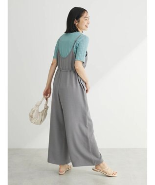 Green Parks 冷やっとすずやかウエストドロストサロペット Gray Mixture