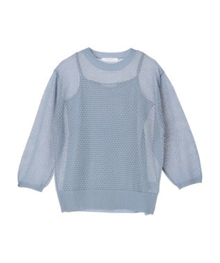 Green Parks ＳＥＴ２点　ラメすかしニット＋キャミソール Sax