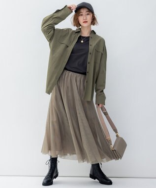 23区 【洗える】ソフトチュール スカート ベージュ系