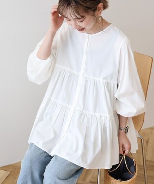 AMERICAN HOLIC 【先行予約】【WEB限定】ティアードギャザーブラウス Off White