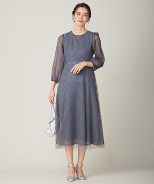 ANY SIS 【Lily calin】シアーレースクラシック ドレス スモーキーブルー
