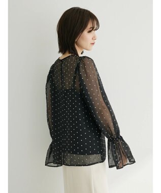 Green Parks Ｂ．ＳＥＴ２点　シアードットブラウス＋キャミソール Black